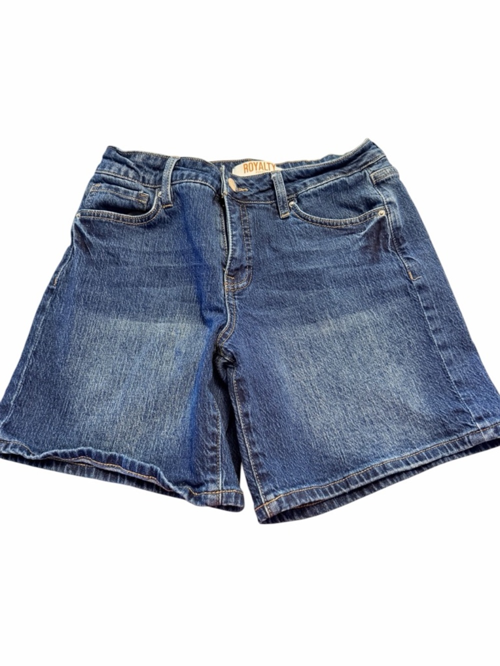 Royalty For Me Washed Blue Denim Bermuda Shorts